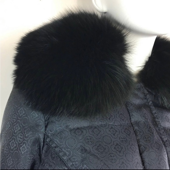 Black Fox Fur and Goose Down Puffy Jacket Laundry by Shelli Segal - Picture 6 of 12